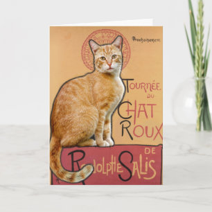 Tarjeta Póster vintage estilo francés de gato naranja     
