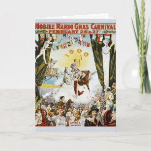Tarjeta Poster Vintage Mardi Gras