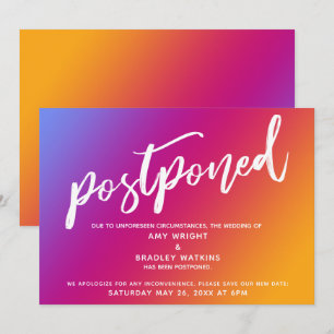 Tarjeta postponada Boda de degradado de color rosa