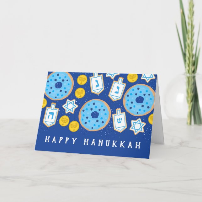 Tarjeta Postres de Hanukkah Chanuká Donas Galletas (Anverso)
