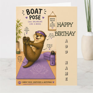 Tarjeta Postura de Barco Totalmente Relajante, Cumpleaños 