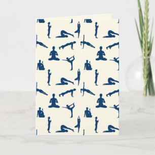 Tarjeta Posturas de Yoga Crema Blanco Desvanecido