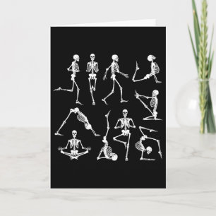 Tarjeta Posturas de yoga de esqueleto divertido Halloween 