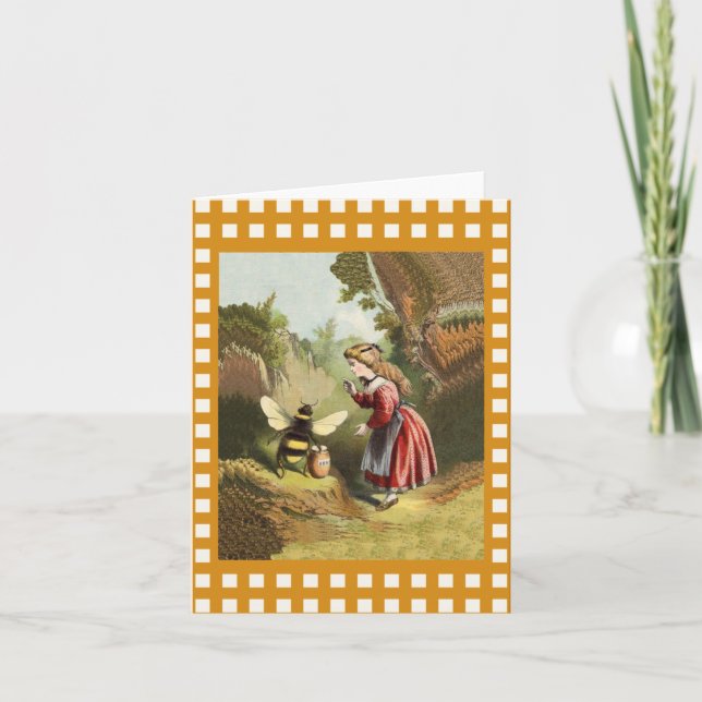 Tarjeta Pota de miel de abeja pequeña vintage (Anverso)