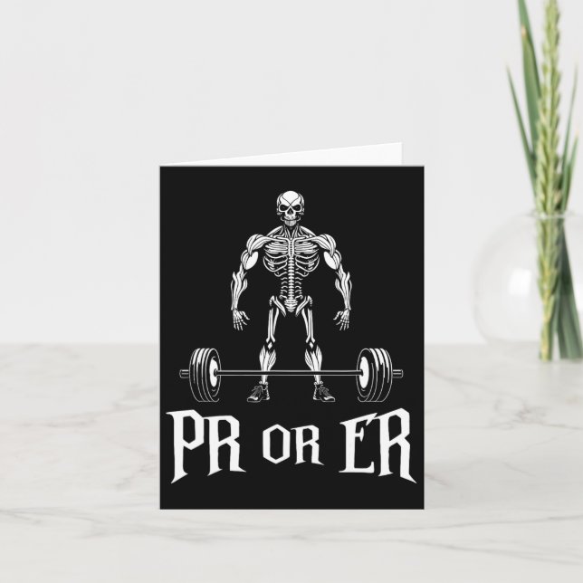 Tarjeta Pr O Er Gracioso Skeleton Halterofilia Gym Bodybui (Anverso)