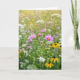 Tarjeta Pradera de flores silvestres de verano de cumpleañ