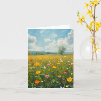 Tarjeta Pradera de flores silvestres vibrantes al estilo d
