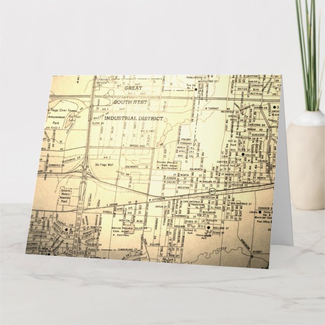 Tarjeta Pradera magnífica, mapa del vintage de TX (Anverso)