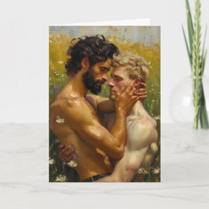 Tarjeta Prado de flores silvestres Abrazo de hora dorada