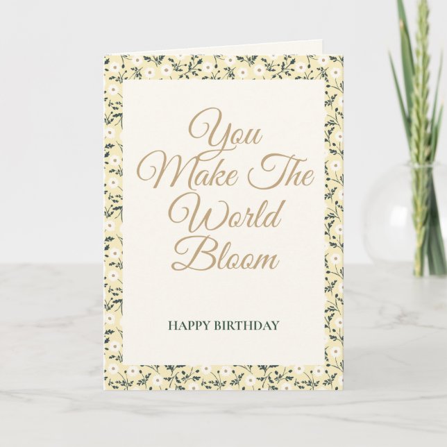 Tarjeta Prado Susurrante - Borde Floral Amarillo Mantequil (Anverso)
