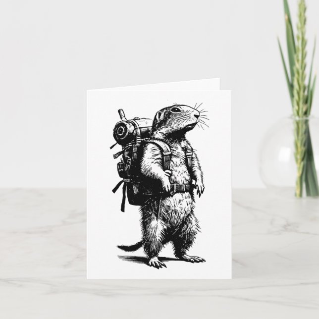 Tarjeta Prairie Prairie Dog Gopher Backpacking Animals Fun (Anverso)