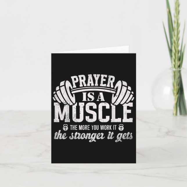 Tarjeta Prayer Is A Muscle Christian Fitness Gym Quote  (Anverso)