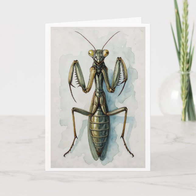 Tarjeta Praying Mantis watercolor painting insect art  (Anverso)