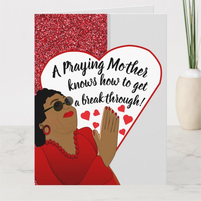 Tarjeta Praying Mother African American Christian Birthday (Anverso)