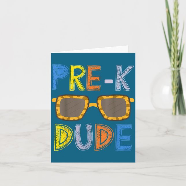 Tarjeta Pre-k Dude Back To School-first Day Of Preschool G (Anverso)