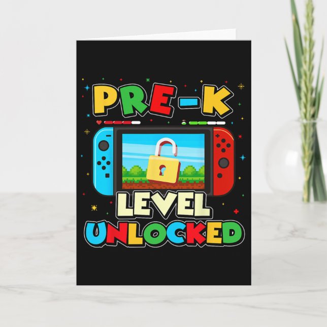 Tarjeta Pre-k Level Unlocked Video Gamer Boys Kids Ck To S (Anverso)