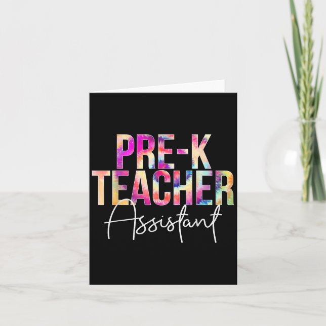 Tarjeta Pre-k Teacher Istant Tie Dye Back To School Apprec (Anverso)