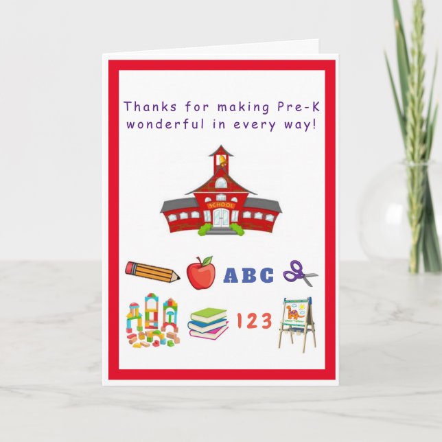 Tarjeta Pre-K Teacher/Staff Appreciation Card (Anverso)