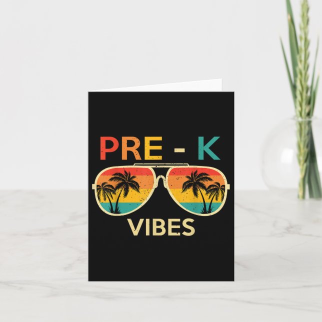 Tarjeta Pre K Vibes Retro Sunset Sungall de vuelta a la es (Anverso)