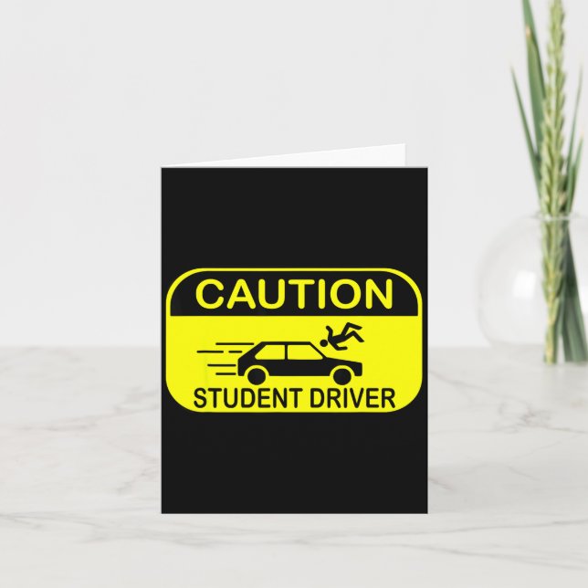 Tarjeta Precaución Conductor Estudiante Divertido  (Anverso)