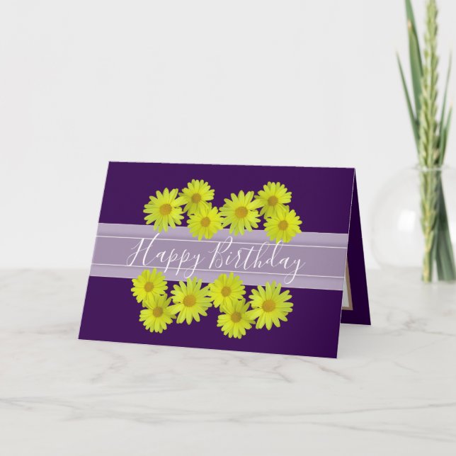 Tarjeta Preciosas Margaritas Amarillas Cumpleaños Botánico (Anverso)