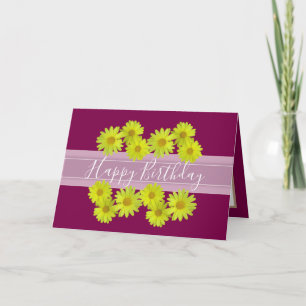 Tarjeta Preciosas Margaritas Amarillas Cumpleaños Botánico