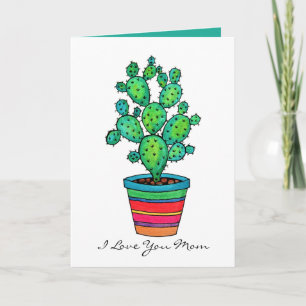 Tarjeta Precioso Cactus De Acuarela En Bella Cacería
