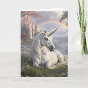 Tarjeta Precioso Unicornio Deseándote un Día Mágico