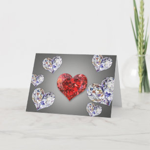 Tarjeta Preciosos Corazones de Diamante Elegantes