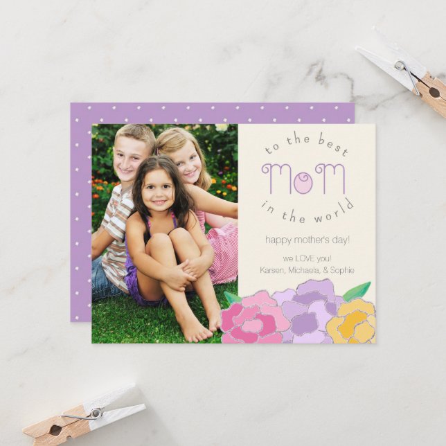 Tarjeta Preciosos florals Happy Mother's Day Photo Card (Anverso/Reverso In Situ)