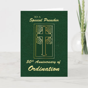 Tarjeta Predicador 50 Aniversario de Ordenación Verde