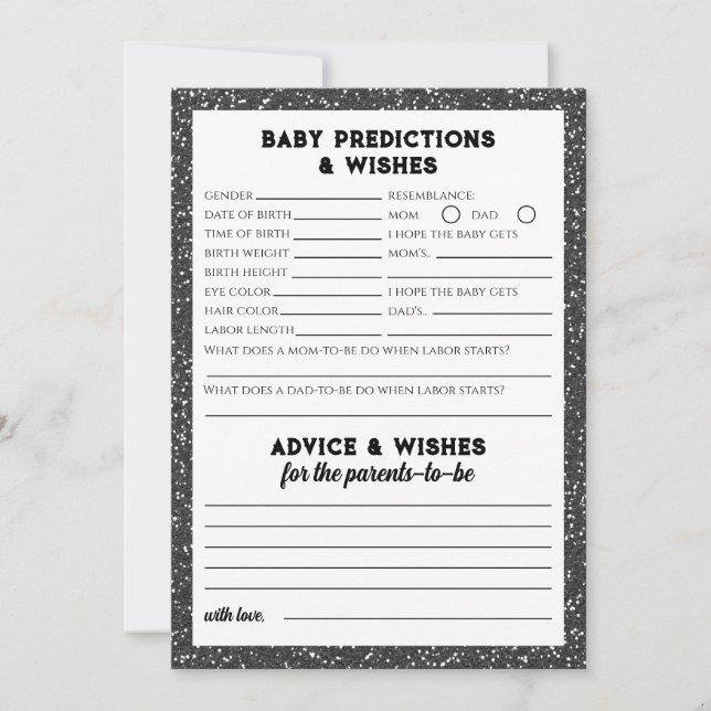 Tarjeta Predicciones de bebés y deseos de rock Baby Shower (Anverso)