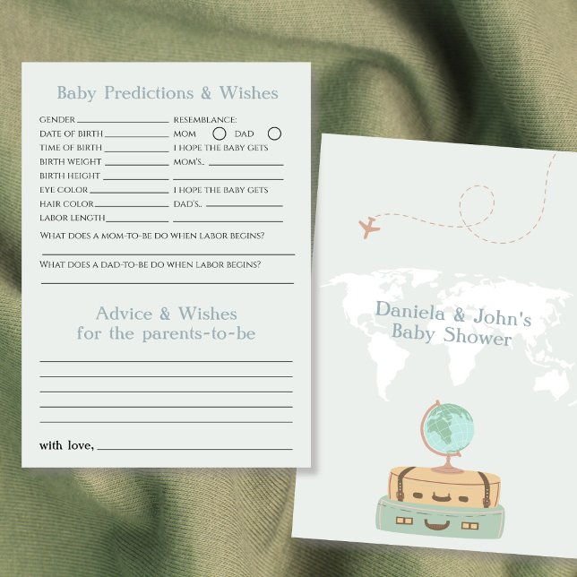 Tarjeta Predicciones para bebés y deseos de aventuras Baby (Baby Predictions and Wishes Adventure Baby Shower Card)