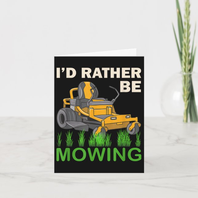 Tarjeta Prefiero Maullar A Funny Mower (Anverso)
