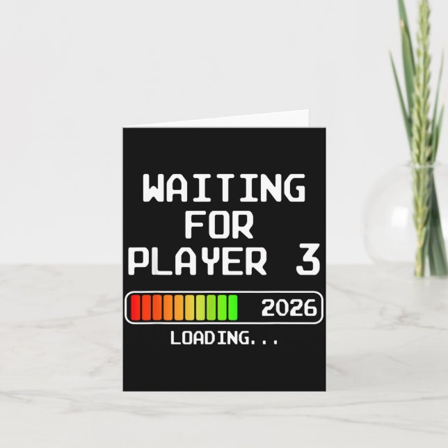 Tarjeta Pregnancy Announcement 2026 Waiting For Player 3 D (Anverso)