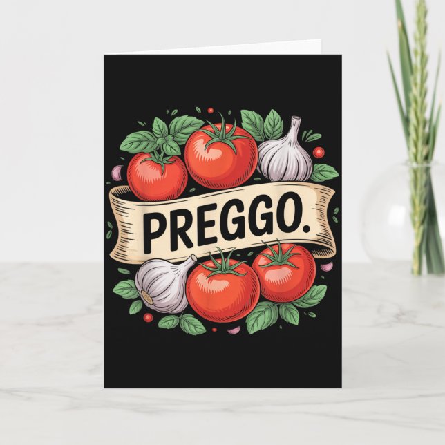 Tarjeta Pregnancy Announcement Prego Pasta Sauce Funny Pre (Anverso)