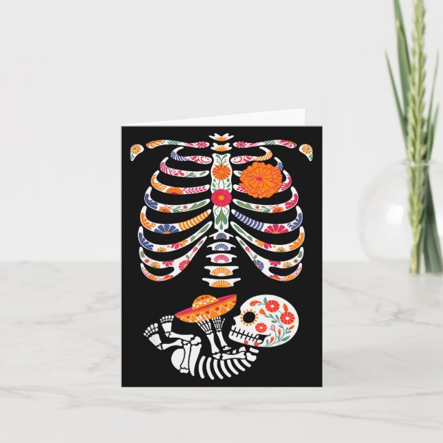 Tarjeta Pregnancy Skeleton Belly Day Of The Dead Dia De Lo (Anverso)