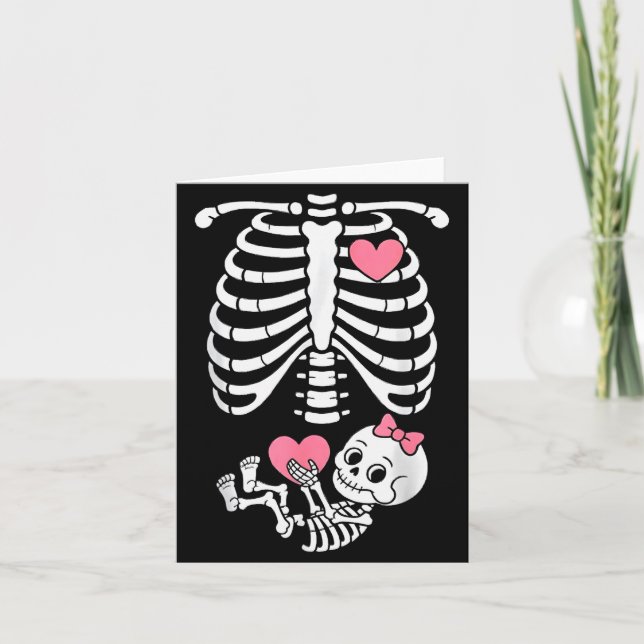 Tarjeta Pregnancy Skeleton Girl Baby Rib Cage Belly Bump H (Anverso)