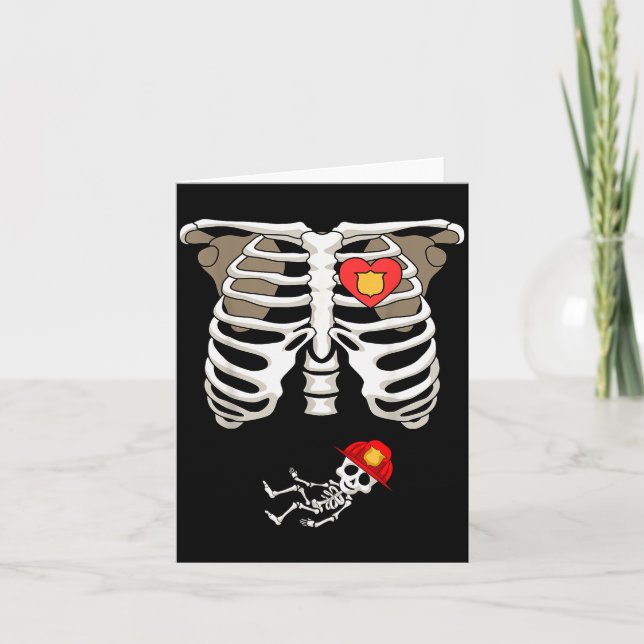Tarjeta Pregnancy Skeleton Rib Funny Firefighter Bump Shir (Anverso)