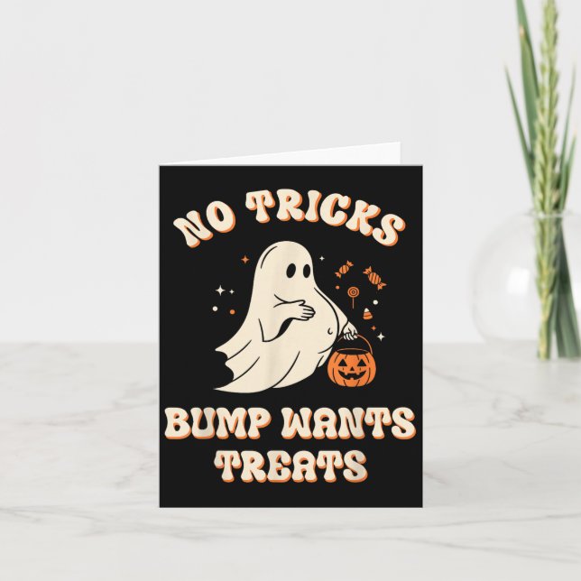 Tarjeta Pregnant Ghost Lazy Trick Or Treat Dress Funny Hal (Anverso)