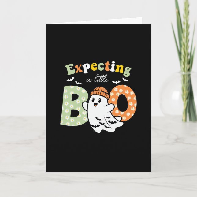 Tarjeta Pregnant Mom To Be Little Boo Funny Halloween Desi (Anverso)