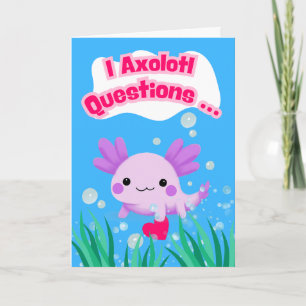 Tarjeta Preguntas Axolotl de San Valentín con corazón