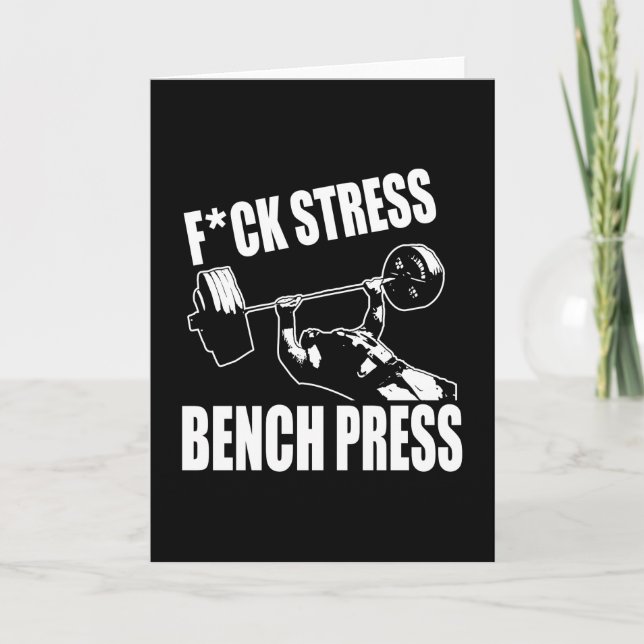 Tarjeta PRENSA BENCH, F*CK STRESS - Motivación de entrenam (Anverso)