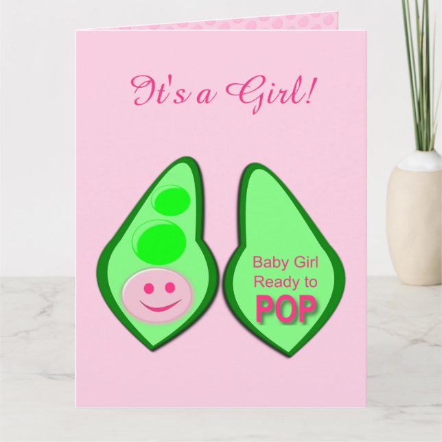 Tarjeta Preparada para revelar el género de las niñas rosa (Anverso)