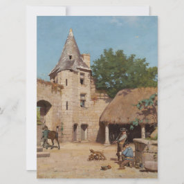 Tarjeta Prepararse para la caza (escena medieval)