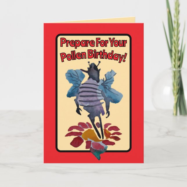 Tarjeta Prepárese Para Su Cumpleaños De Polen El Polinizad (Anverso)