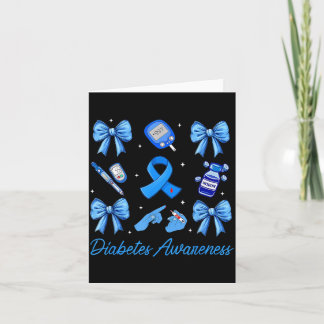 Tarjeta Preppy Blue Ribbon Coquette Bow Diabetes Awareness