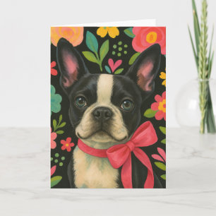 Tarjeta Preppy Boston Terrier