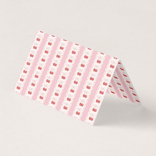 Tarjeta Preppy Cherry Stripes - Pink and Off White (Anverso)