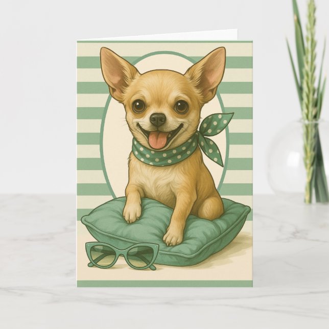 Tarjeta Preppy Chihuahua (Anverso)